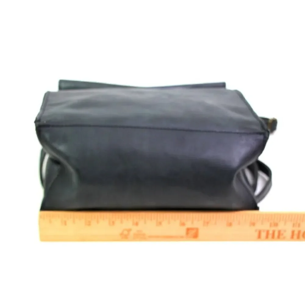 Brandy Melville ASH BLACK REAL LEATHER FLAP BACKPACK SHOULDER BAG HANDBAG PURSE